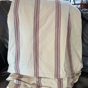 Pottery Barn Red and Black Striped Duvet Cover With Euro Shams